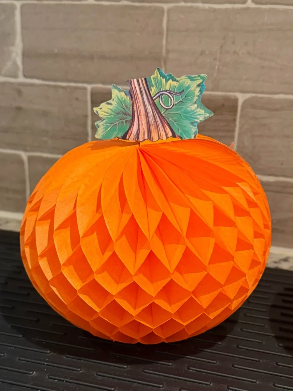 Set of 2 Amscan Orange Honeycomb Paper Pumpkin Halloween Fall Centerpieces